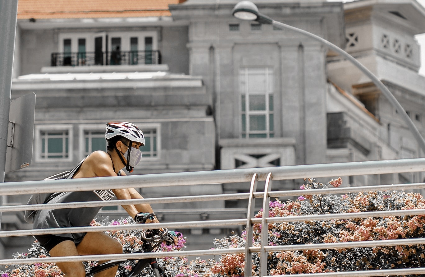 man cycling in Singapore